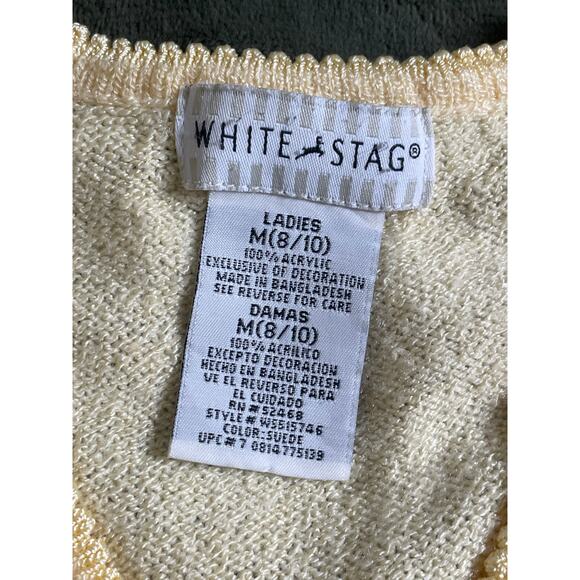 Vtg. White Stag Short Sleeve buttercream yellow v-neck top SZ Med (8-10) - Picture 4 of 6